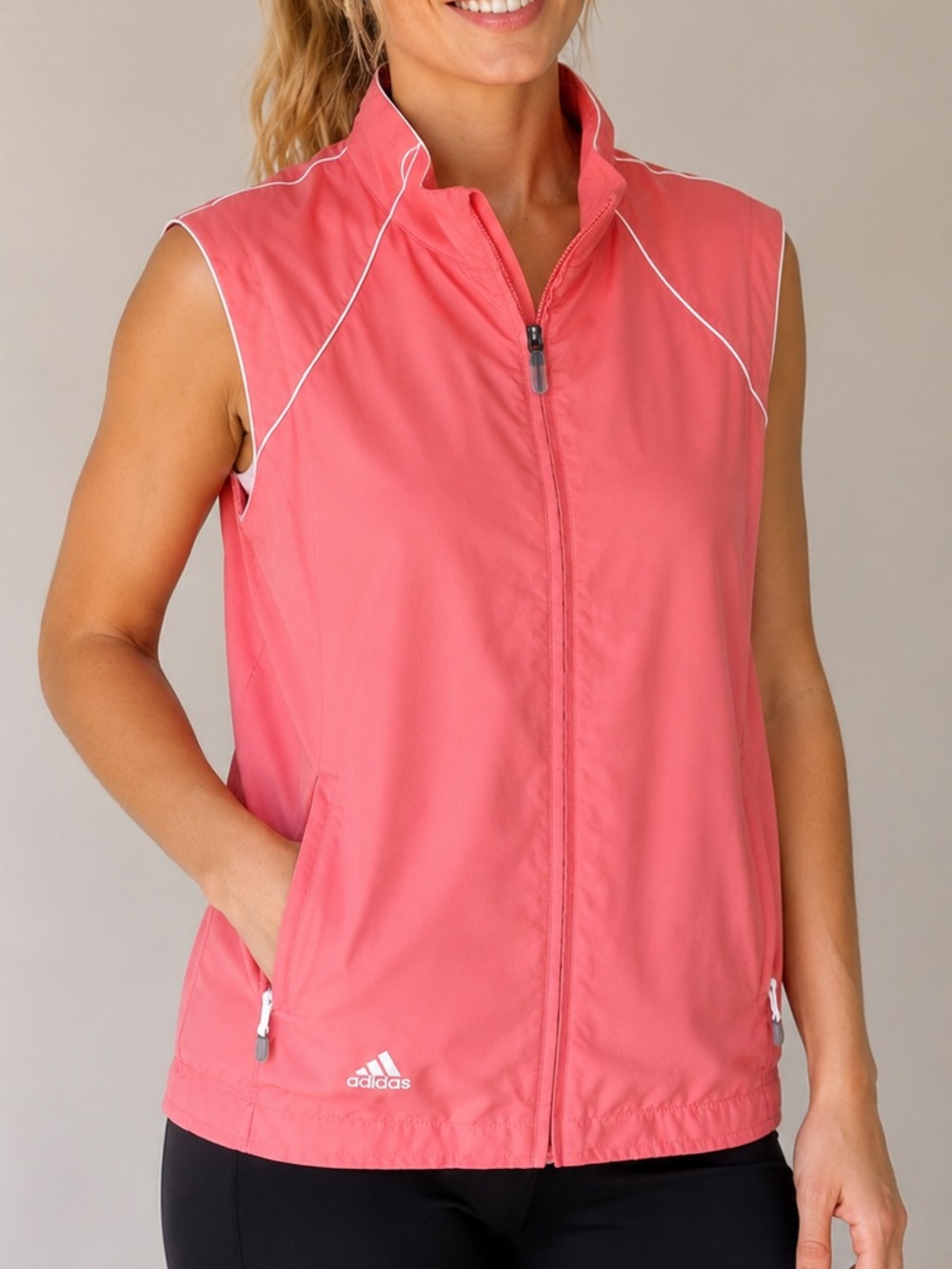 Adidas Women’s Pink Zip-Up Performance Vest Hiking Running Athleisure Large
